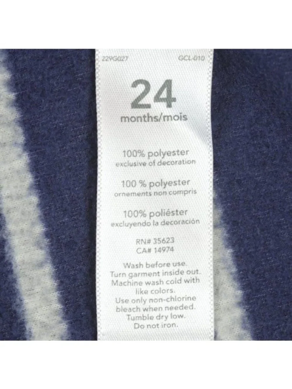 Carter's Infant 24 Months Blue Gray Striped Fleece 1/4 Zip Pullover Sweater